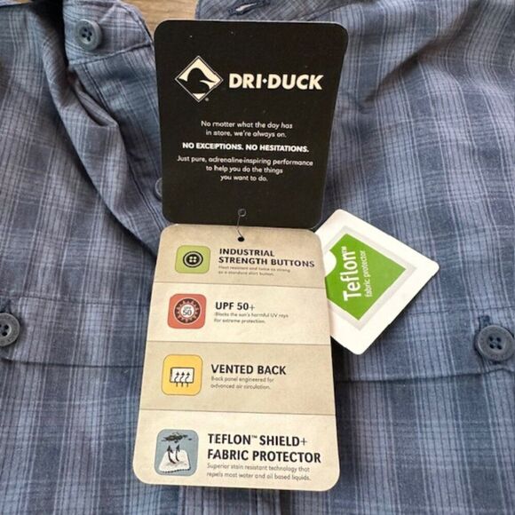 Dri Duck Men's Deep Blue Plaid Paseo Shirt in Size Medium (New with Tags) - Picture 9 of 10